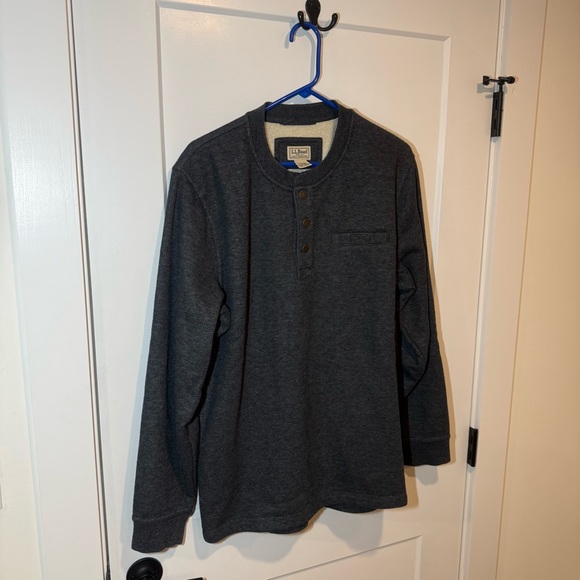 LL Bean Katahdin Iron Works Waffle Fleece Henley. Casual, Outdoor, Workwear. LG - Picture 4 of 8